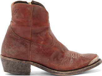 Golden Goose Brick Red Distressed Leather Young Boots
