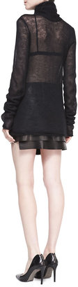 Helmut Lang Petal Tiered Leather Skirt