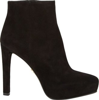 Prada Women's Suede Platform Ankle Boots-Black