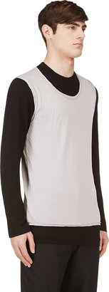 Comme des Garcons Homme Plus Grey & Black Mesh Overlay Wool T-Shirt