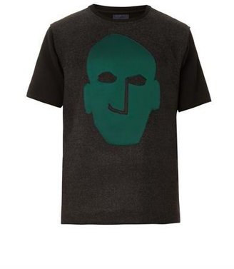 Lanvin Face-motif wool and jersey T-shirt