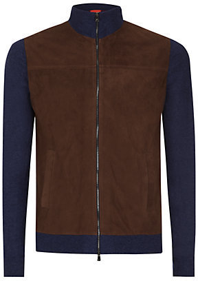 Isaia Suede Front Cashmere Sweater