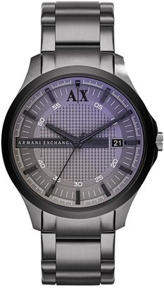 Armani Exchange Gun Metal Dial and Gun Metal IP Plated Bracelet Mens Watch