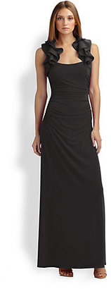 Laundry by Shelli Segal Ruffle-Trimmed Jersey Gown