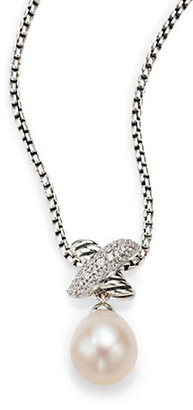 David Yurman X Pearl Pendant Necklace with Diamonds