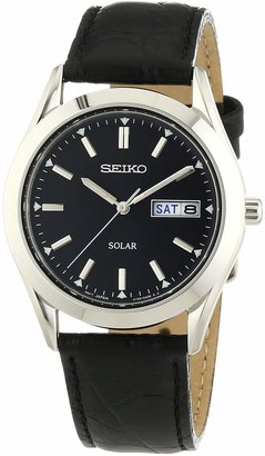 Seiko Men's Quartz Watch Solar SNE049P9 with Leather Strap
