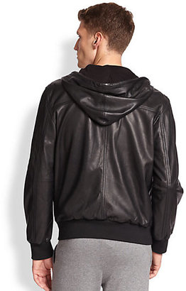 Saks Fifth Avenue Modern-Fit Hooded Leather Jacket
