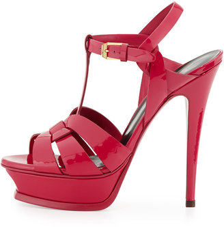 Saint Laurent Tribute Patent Platform Sandal, Pink