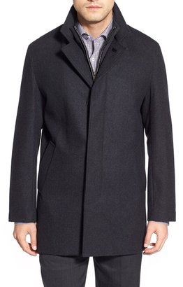 Cole Haan Wool Blend Topcoat with Inset Knit Bib