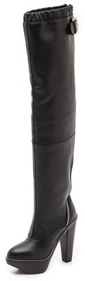McQ Max Curved Zip Knee High Boots