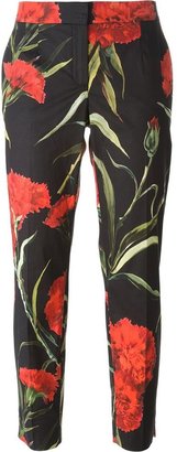 Dolce & Gabbana Carnations print embossed trousers
