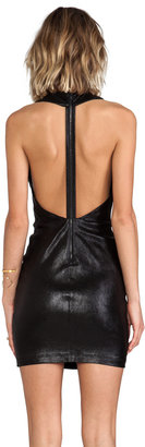 Alice + Olivia Layne Fitted Leather T Back Dress