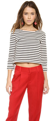Alice + Olivia Rolled Sleeve Boxy Crop Top