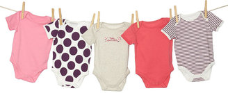 Baby Girls 5 Pack Short Sleeve Bodysuits Polka Dot Theme