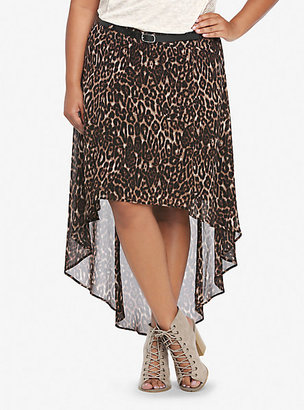 Torrid Leopard Print Chiffon Hi-Lo Belted Skirt
