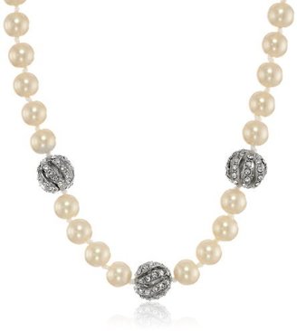 Carolee Bowquet" Pearl-Tone and Pave Necklace, 16"