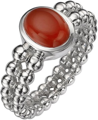 Love GEM Sterling Silver Deep Red Chalcedony Double Beaded Ring