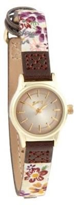 Mantaray Ladies brown faux leather and fabric strap watch