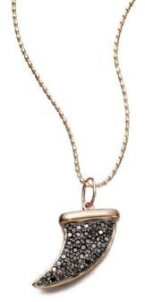 Sydney Evan Black Diamond & 14K Rose Gold Medium Horn Pendant Necklace