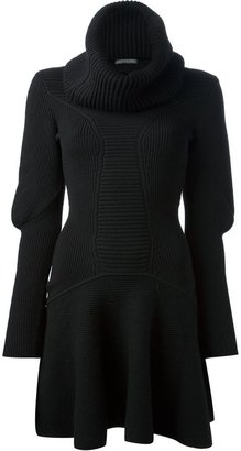 Alexander McQueen ribbed dress with removable snood