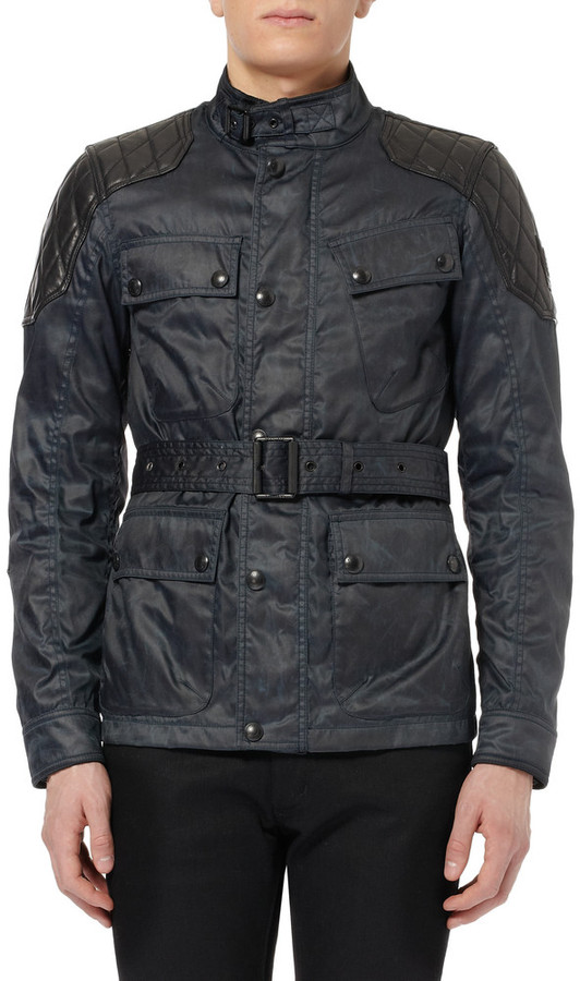 Belstaff Darlington Coated-Twill and Leather Jacket - ShopStyle