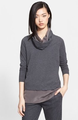 Fabiana Filippi Layered Jersey Top with Attached Infinity Scarf