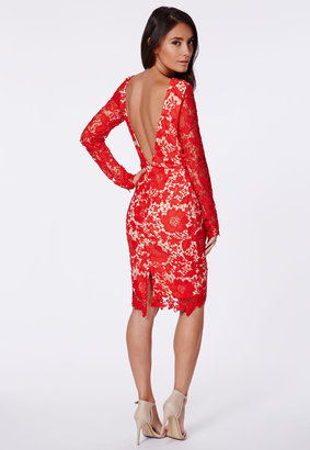 Missguided Veronica Open Back Lace Midi Dress