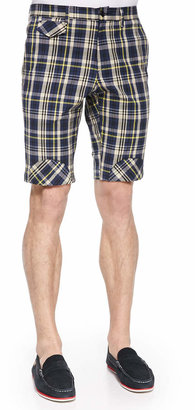 Band Of Outsiders Plaid Shorts with Bias Patches