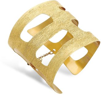 Stefano Patriarchi Golden Silver Etched Cut Out Small Cuff Bracelet
