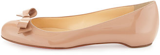 Christian Louboutin Simplenodo Red-Sole Bow Flat, Neutral