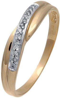 Love DIAMOND 9 Carat Yellow Gold Diamond-Set Crossover Ring