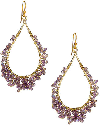 Nakamol Crystal Cluster Teardrop Earrings, Purple
