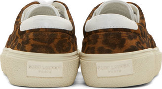 Saint Laurent Brown Leopard Print Sneakers