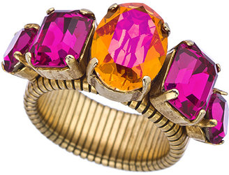 Janis Savitt Janis by Gold Fuchsia and Astral Pink Crystal Cocktail Ring