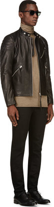 Acne Studios Black Grained Leather Quilted Oliver Jacket