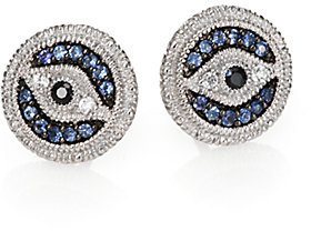 Judith Ripka La Petite Multicolor Sapphire & Sterling Silver Evil Eye Stud Earrings
