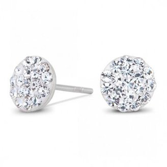 Simply Silver Sterling silver pave crystal disc earring