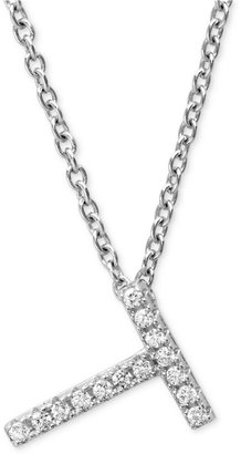 Crislu Platinum Over Sterling Silver Cubic Zirconia "T" Initial Pendant Necklace (1/10 ct. t.w.)