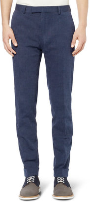 Gant Navy Slim-Fit Cotton-Blend Suit Trousers