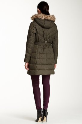 Larry Levine Quilted Faux Fur Hood Jacket