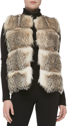 Sofia Cashmere Striped Badger Fur Vest