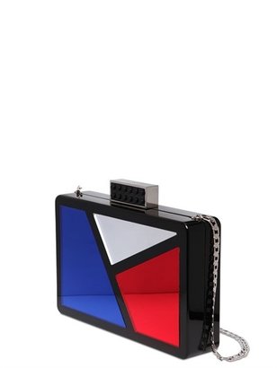 Les Petits Joueurs Andy Mirror Color Blocked Perspex Clutch