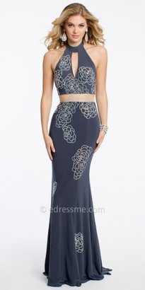 Jovani Jersey Studded Rosette Prom Dress