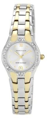 Anne Klein Ladies silver mixed link round dial watch