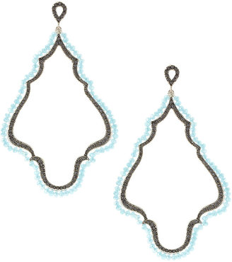 Azaara Scalloped Pave Crystal Earrings, Blue