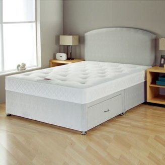 Airsprung 'No-turn Deluxe' divan bed with headboard and mattress