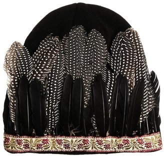 ASOS Feather Trim Beanie Hat