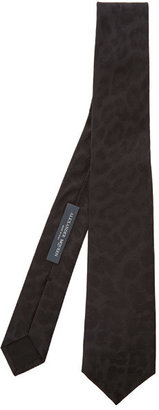 Alexander McQueen Black Tonal Leopard Print Silk Tie