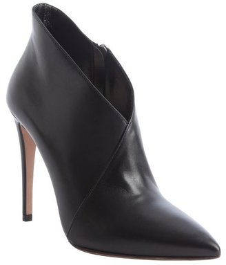 Prada black pointed toe 'Vitello Lux' ankle zip leather booties