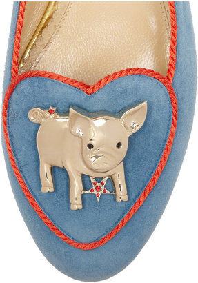 Charlotte Olympia Year of the Pig suede slippers